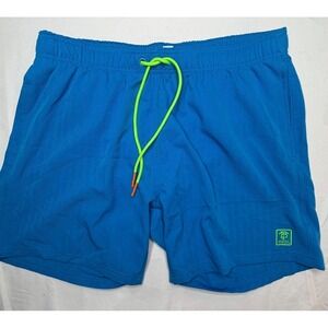 Broken Threads Blue Swim Trunks Men's XL Lined Beach Shorts Neon Pockets‎